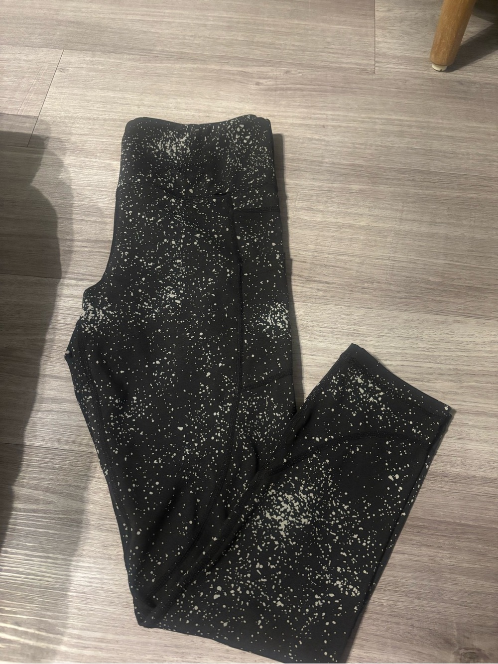 ZYIA Black Leggings with White Speckle Design